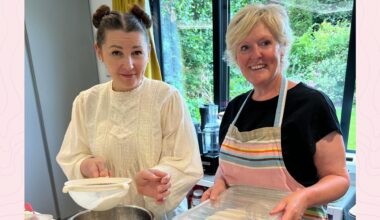Svitlana and Kara baking at home