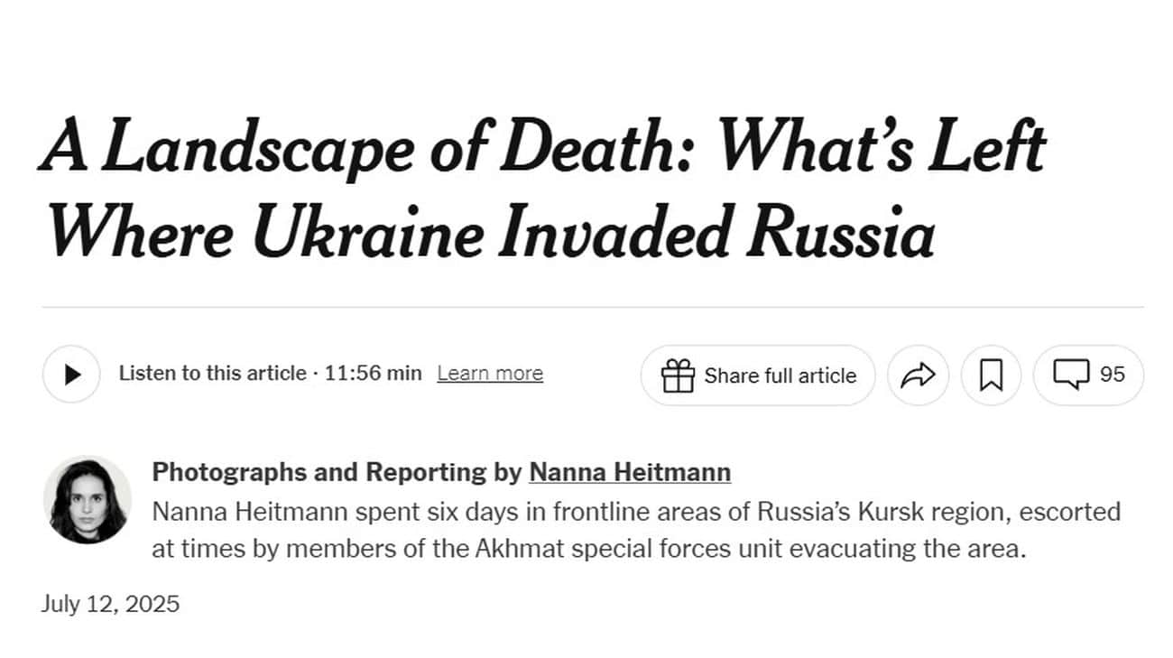 Ukraine's Foreign Ministry responds to NYT report from Kursk Oblast, where ''Ukraine invaded Russia''