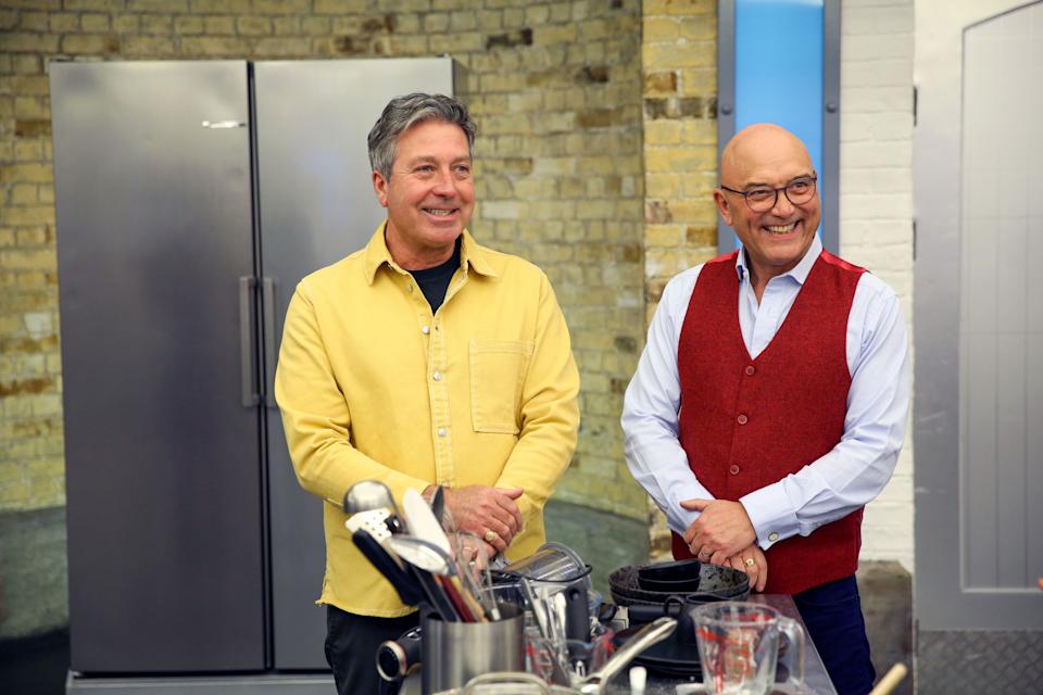 John Torode filming Celebrity MasterChef with Gregg Wallace