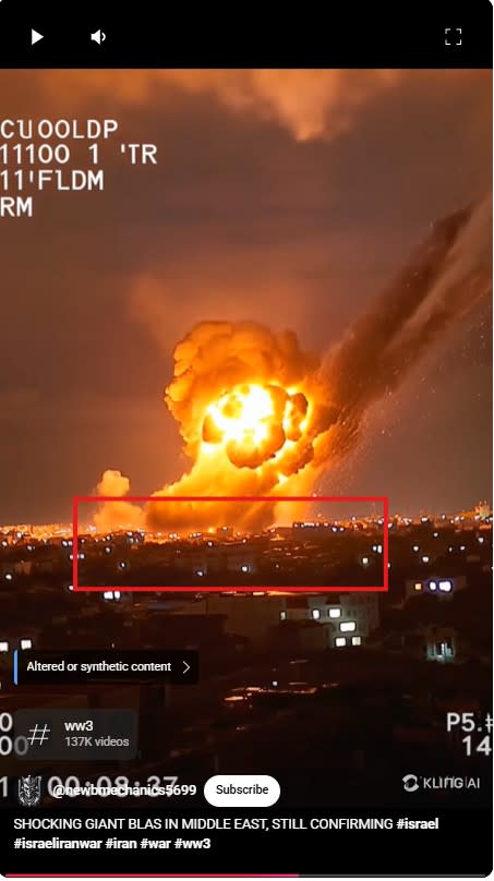 <span>Screenshot of the YouTube video with visual inconsistencies highlighted in red by AFP</span>