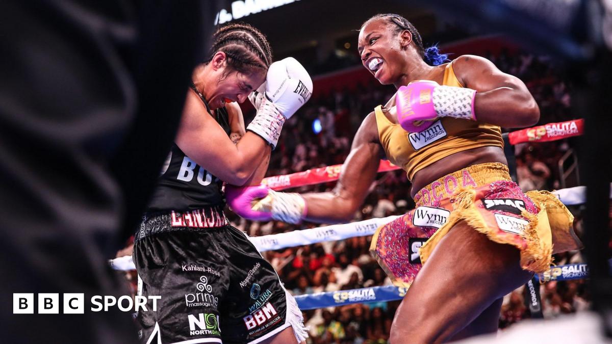 Lani Daniels is punched to the body by Claressa Shields