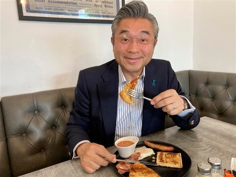 The envoy tried some of the local cuisine