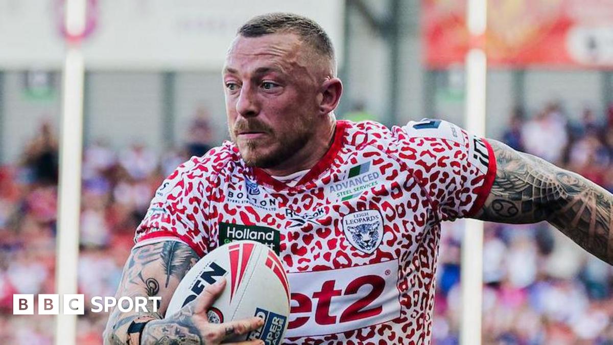 Leigh Leopards winger Josh Charnley carries the ball during a match