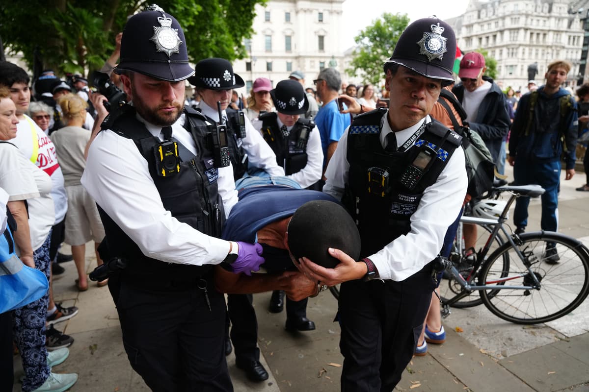Police make arrests at protest backing banned terror group Palestine Action - London Evening Standard