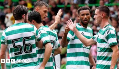 Celtic players celebrating