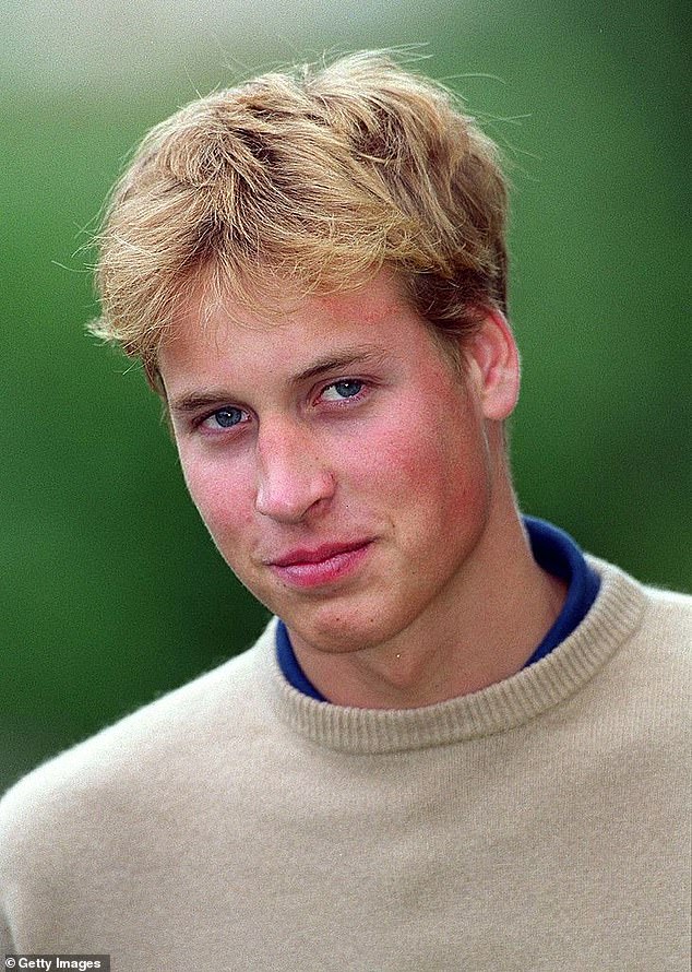 William - pictured in September 2000 - came to Marlborough for inter-school events, and may have bumped into Kate in the dining room, but she was not one of the girls who would gather to gawp at him