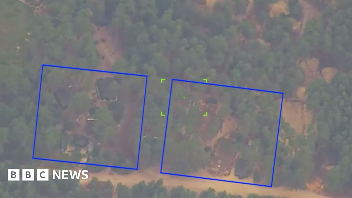 Two boxes show where Russia's missile purportedly hit a training unit in a wooded area