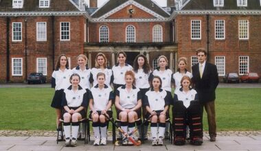 While Prince William was studying at Eton, Kate Middleton (4th from left back row), a boarder at Marlborough College, was rumoured to have posters of the prince on the walls of her dorm