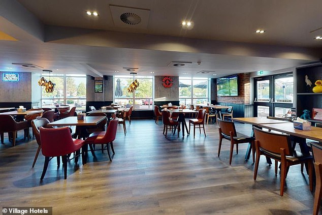 The restaurant area at the Village Hotel in Bournemouth where Manford stayed last weekend