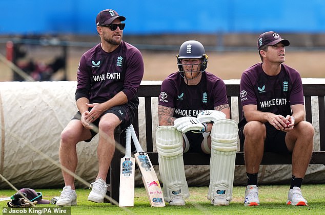 Captain Ben Stokes (centre) has talked up the influence of bowling consultant and former New Zealand star Tim Southee (right)
