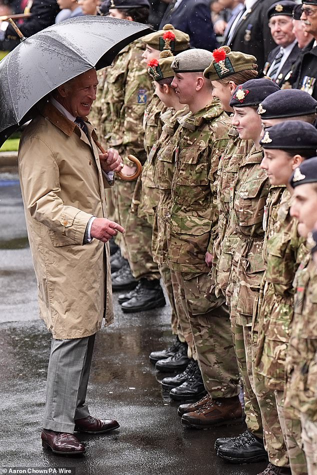 The monarch greeted cadets when visiting Kirkcaldy to unveil a Commemorative Cairn to mark the centenary of the Kirkcaldy War Memorial