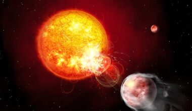 Scientists have been baffled to discover a 'clingy' exoplanet that is ensuring its own doom by orbiting too close to its host star (artist's impression)
