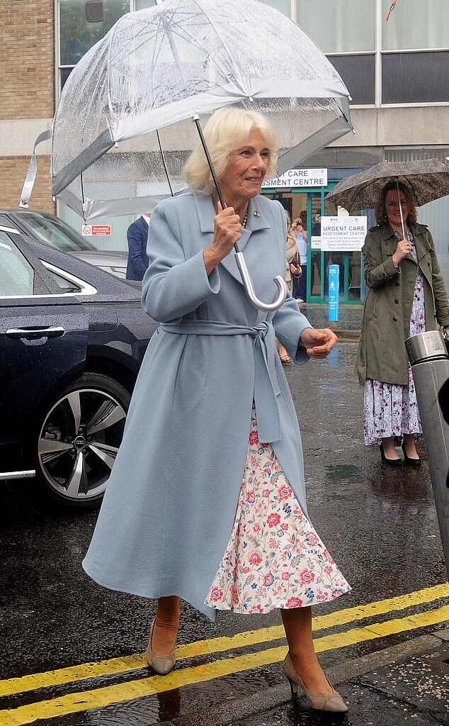 Queen Camilla, President of Maggie's, arrives to visit Maggie's, Fife to celebrate the work of volunteers and members of staff at Victoria Hospital, Kirkcaldy