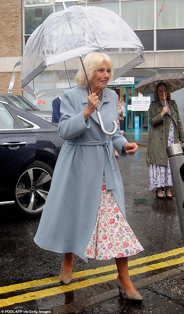 Queen Camilla, President of Maggie's, arrives to visit Maggie's, Fife to celebrate the work of volunteers and members of staff at Victoria Hospital, Kirkcaldy