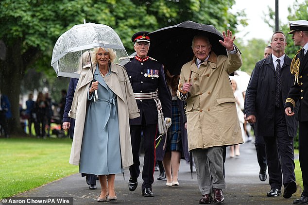 King Charles and Queen Camilla arrive to unveil a Commemorative Cairn to mark the centenary of the Kirkcaldy War Memorial