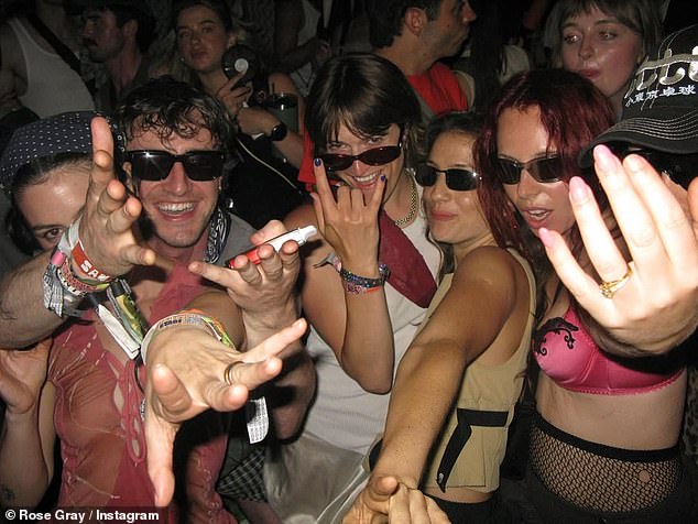 Gracie, Paul, Tonio Rourke, India and Rose (left-right) looked fully immersed in the party in the snaps, which were uploaded by bra-clad Rose