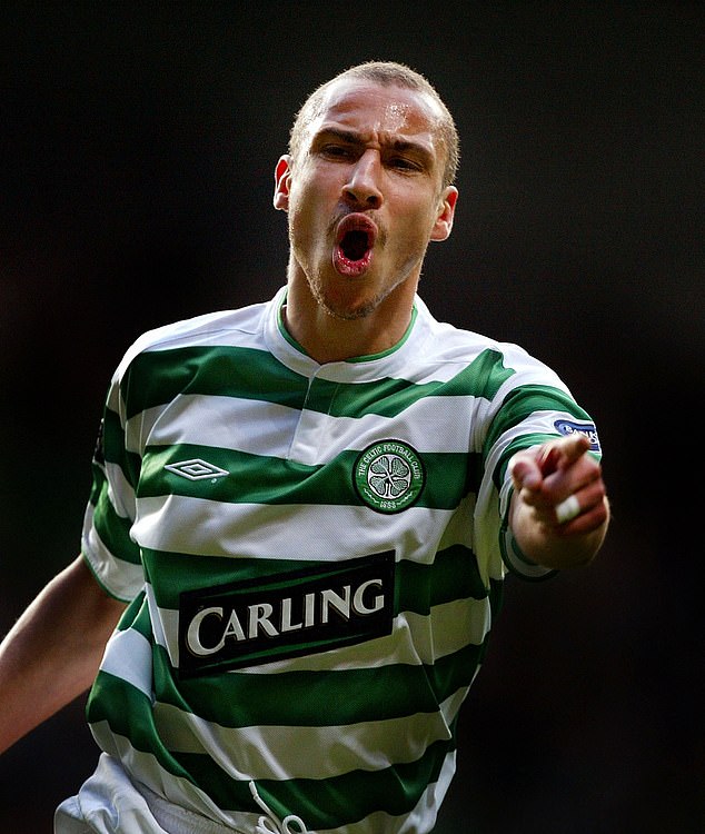 Swedish striker Henrik Larsson scored 242 goals in 315 games at Celtic