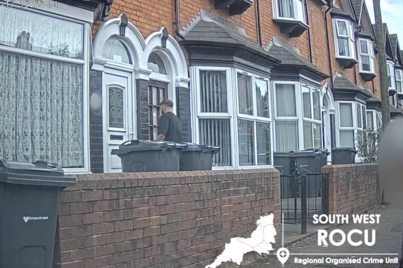 Birmingham organised crime boss Omar Hassanjee spotted walking into a city safe house which contained drugs stash. Hassanjee was jailed on July 10 at Bristol Crown Court. -Credit:South West Regional Organised Crime Unit (SWROCU)