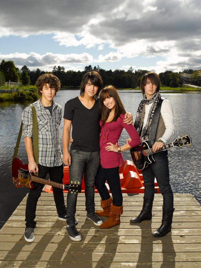 In this image released by Disney Channel, The Jonas Brothers, from left, Nick Jonas, Joe Jonas, Demi Lovato and Kevin Jonas star in "Camp Rock", the latest Disney Channel original movie airing June 20 at 8 p.m. (AP Photo/Disney Channel, Bob D'Amico) ** NO SALES **
