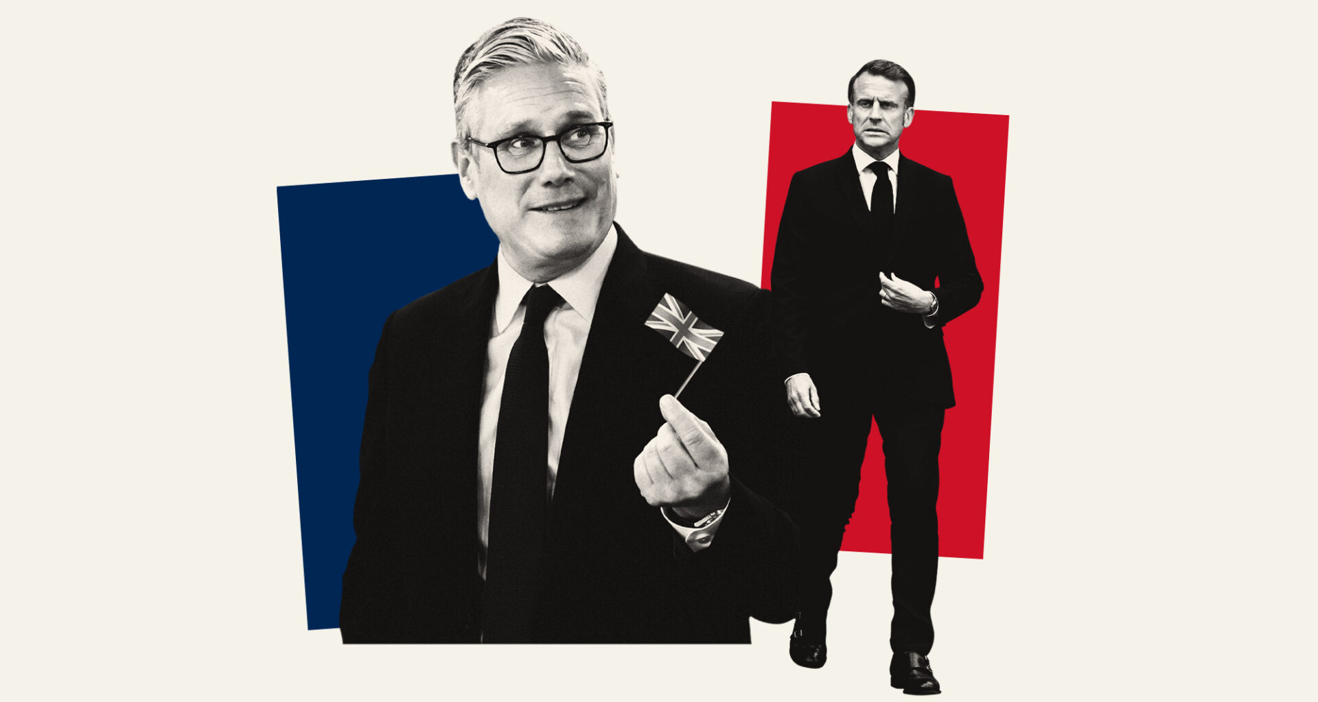 Photo composite illustration of Keir Starmer and Emmanuel Macron