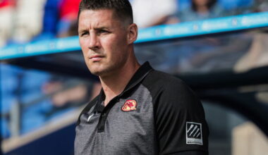 Catalans Dragons boss Joel Tomkins on the sidelines