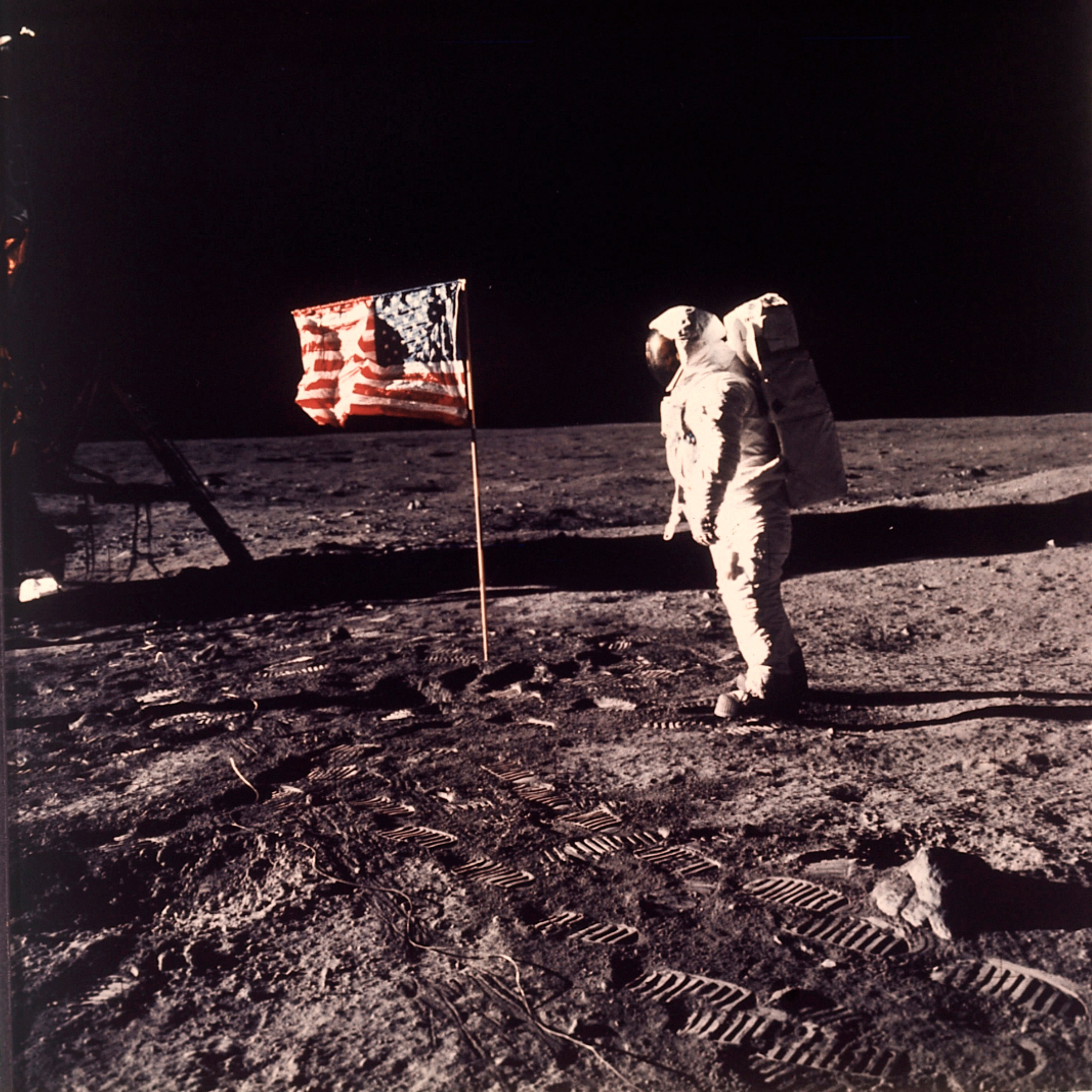 In this photo provided by NASA, astronaut Edwin 