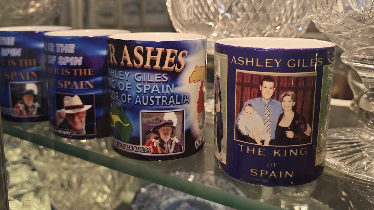 Ashley Giles the King of Spain and His Royal Mug at Warwickshire Museum
