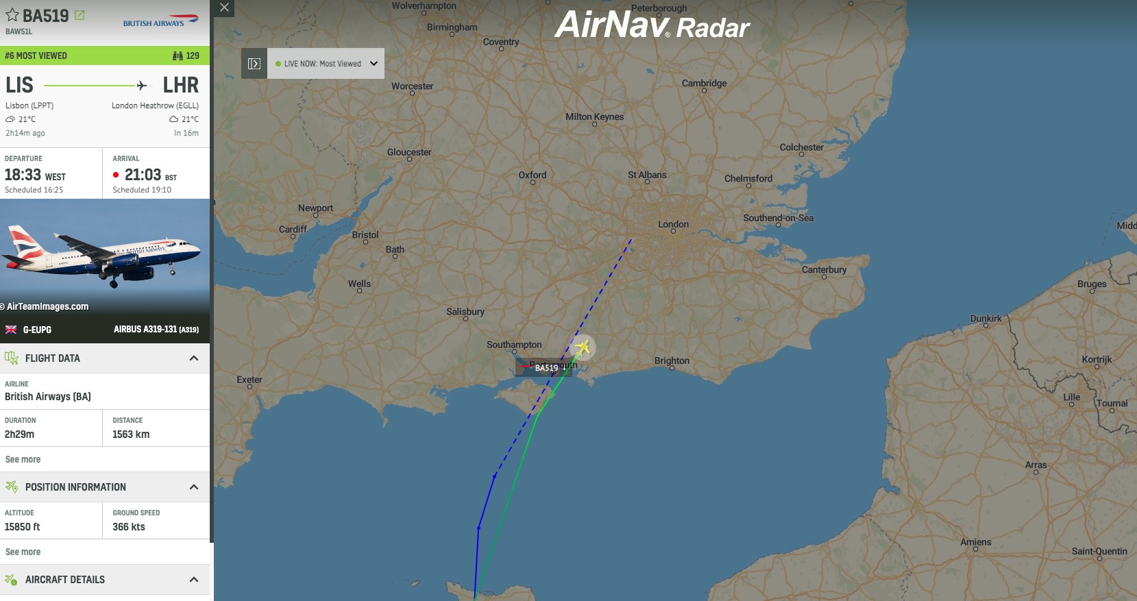 British Airways flight BA519 is declaring an emergency on approach to London
