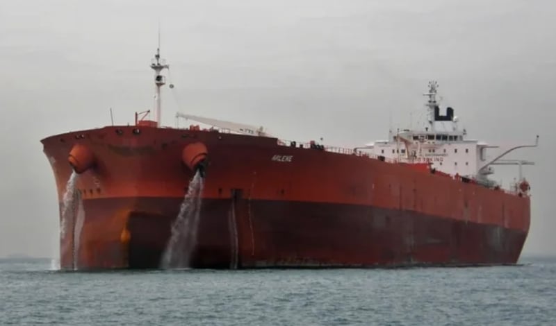 The Blue, a sanctioned oil tanker heading for the Baltic, took an unusual route around Ireland. Photograph: Marinetraffic/Hans Rosenkranz