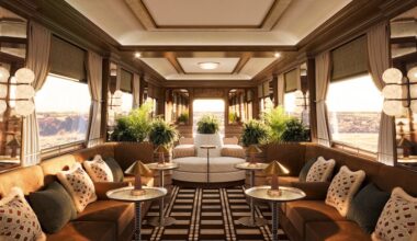 Britannic Explorer a Belmond Train UK luxury rail england wales interior car seating area brown sofa