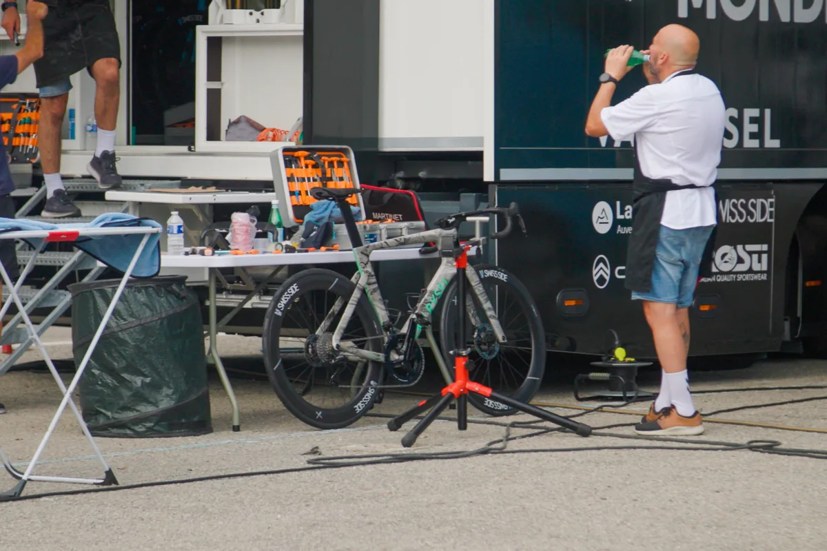 Van Rysel FCR outside the Decathlon–AG2R La Mondiale truck at the 2024 Tour de France