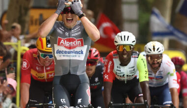 2025 Tour de France stage 1: Jasper Philipsen prevails to seize first yellow jersey as Evenepoel loses time in crosswind chaos