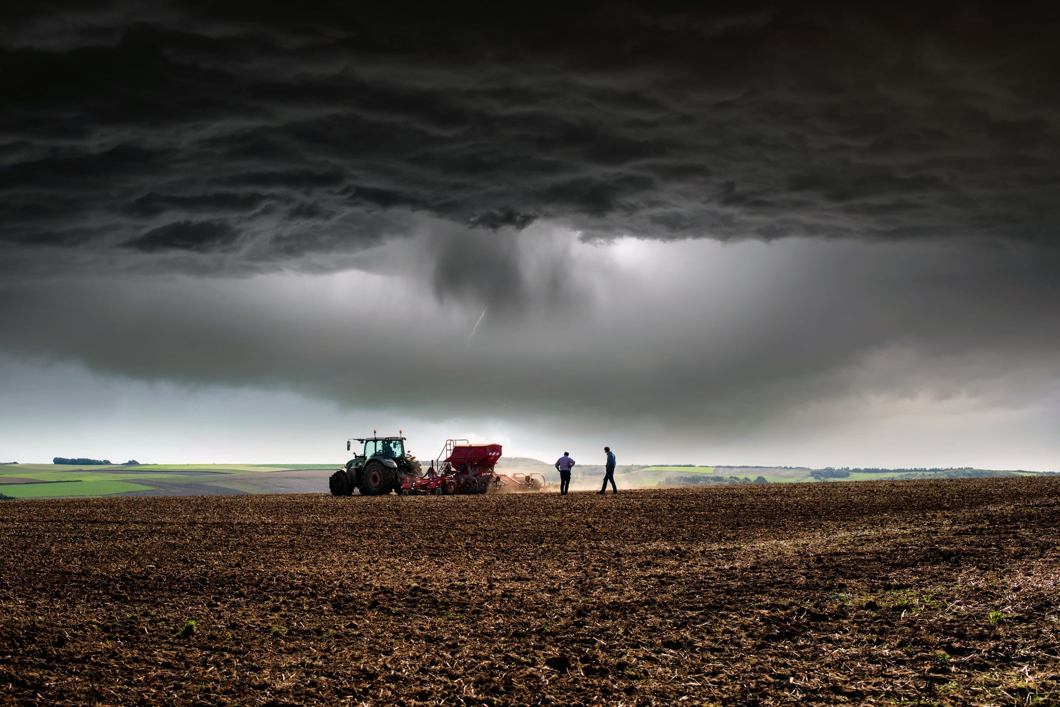Arrival of the storm on the countryside
