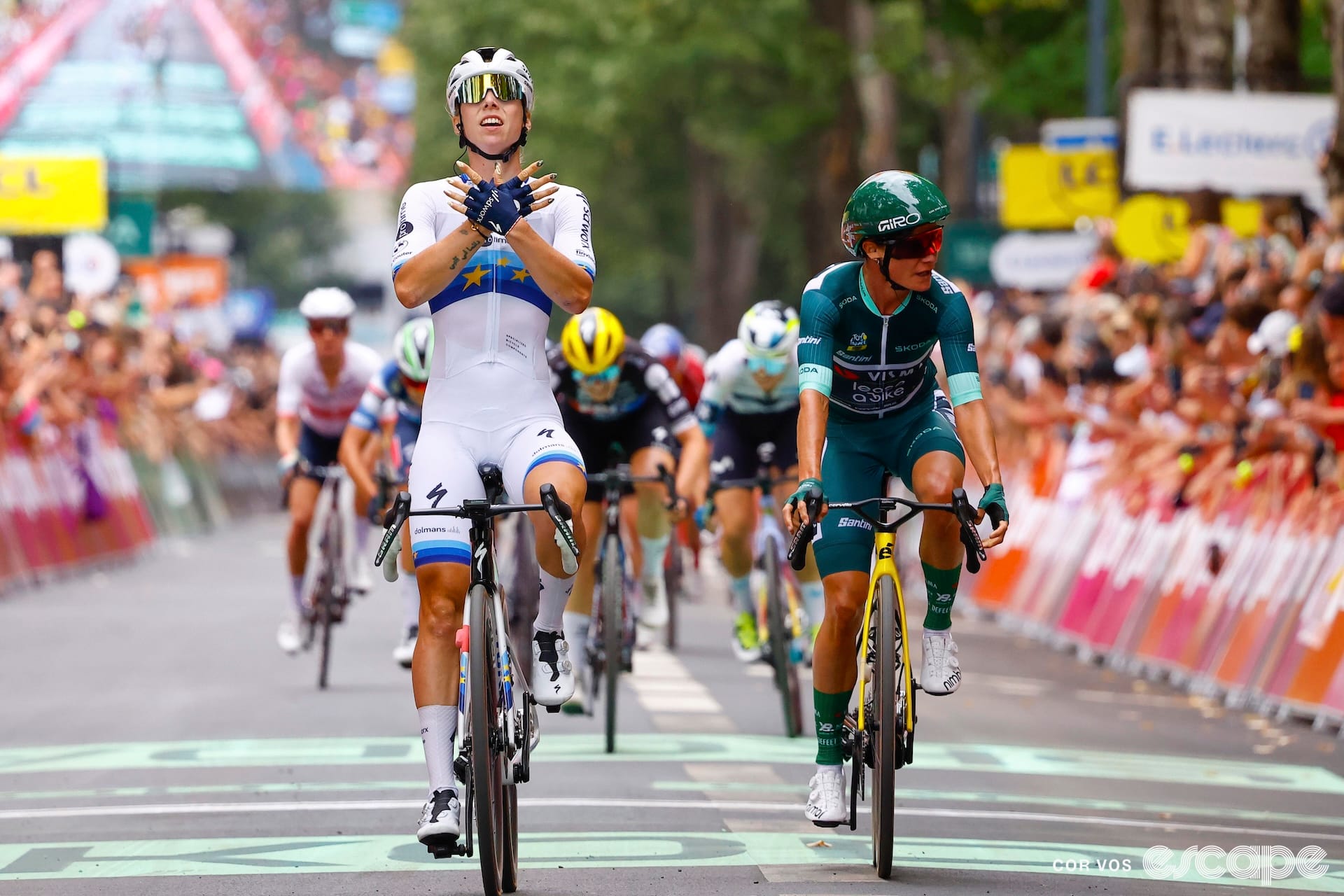 Wiebes wins third Tour stage, Vos reclaims yellow
