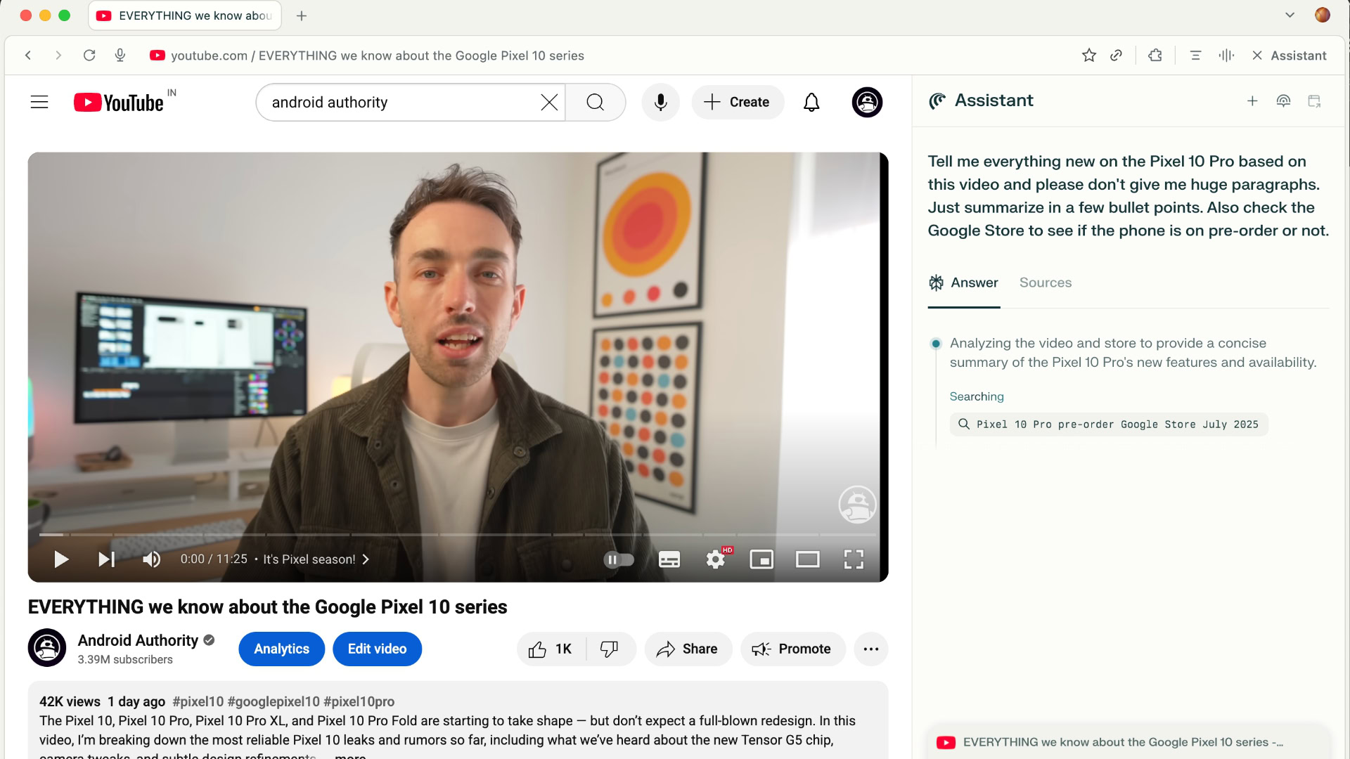 Comet browser comet assistant youtube