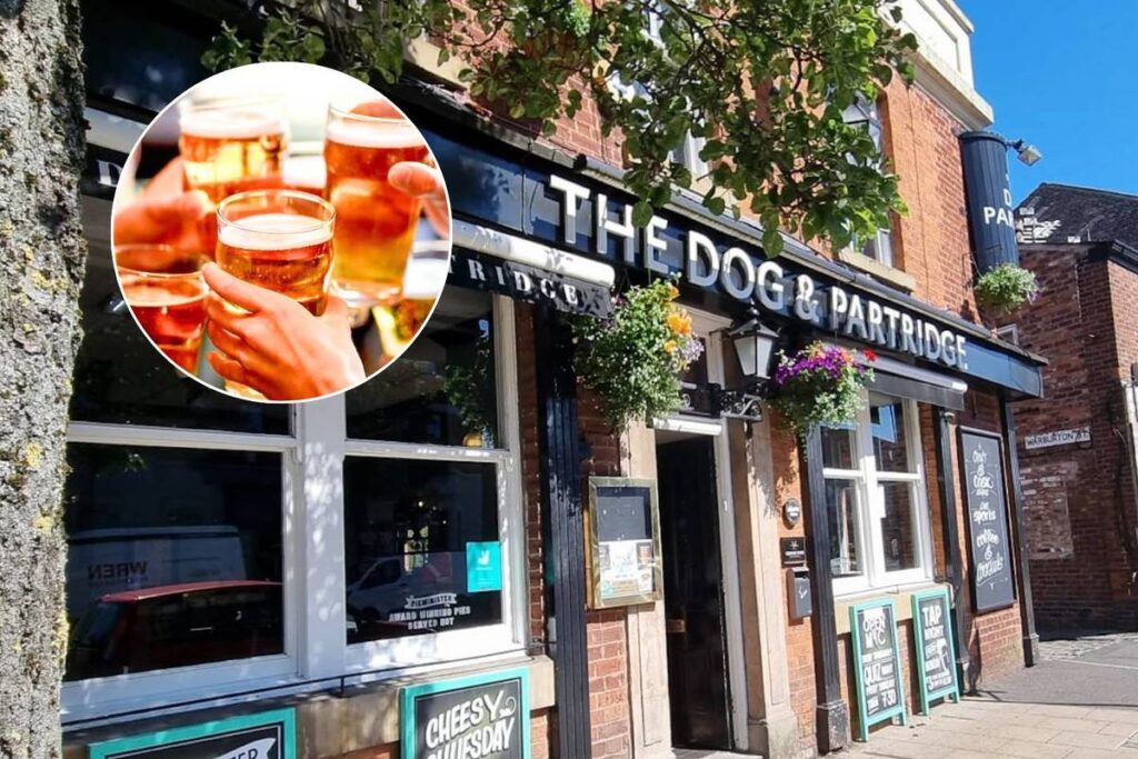 didsbury dozen pub exterior with beer glasses cheers