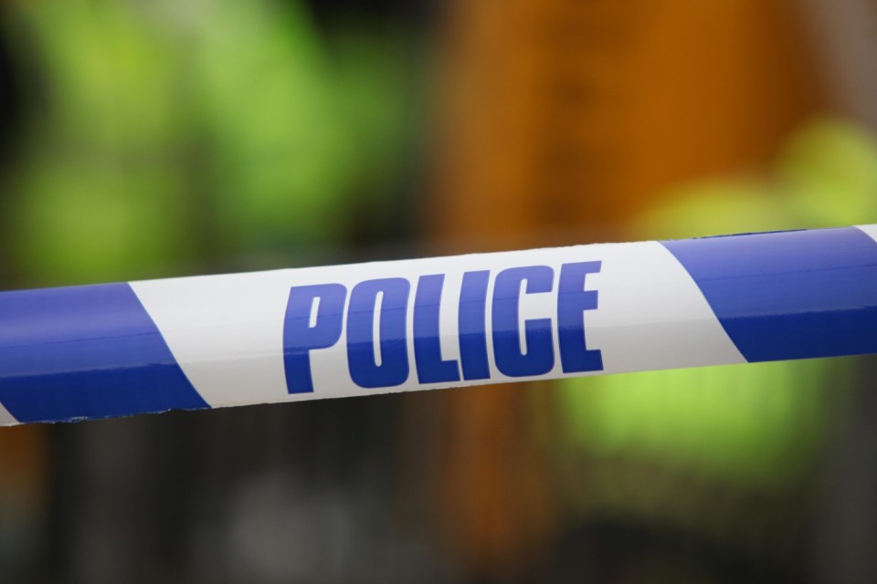 EM78ME Police tape at the scene of an accident. Image shot 04/2015. Exact date unknown.