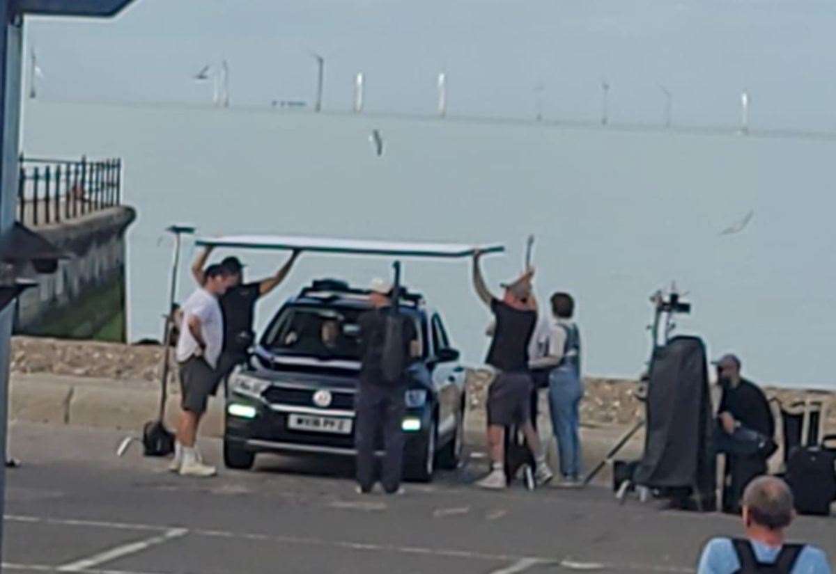 Film crews spotted in Hampton Pier Car Park, Herne Bay