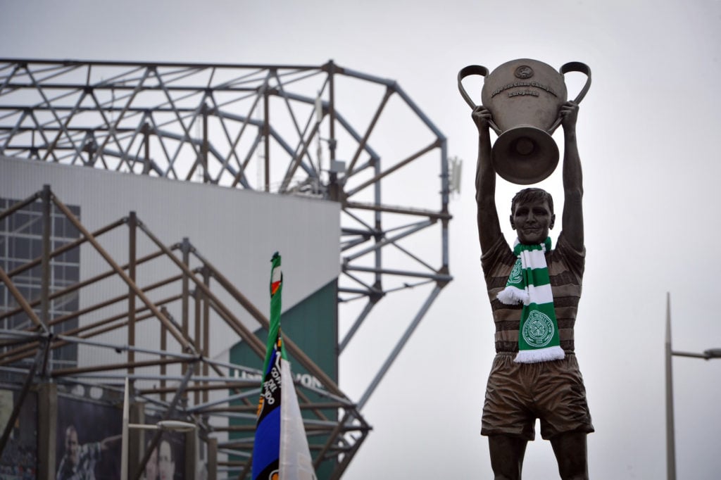 A statue of Celtic legend Billy McNeill lifting the European Cup
