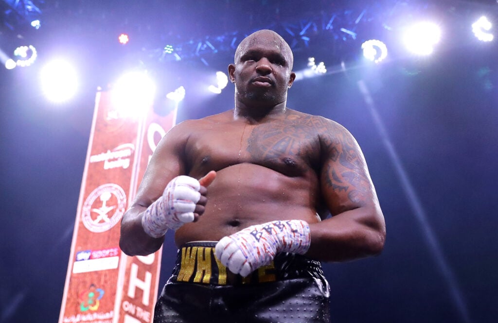 Dillian Whyte faces the camera after defeating Mariusz Wach