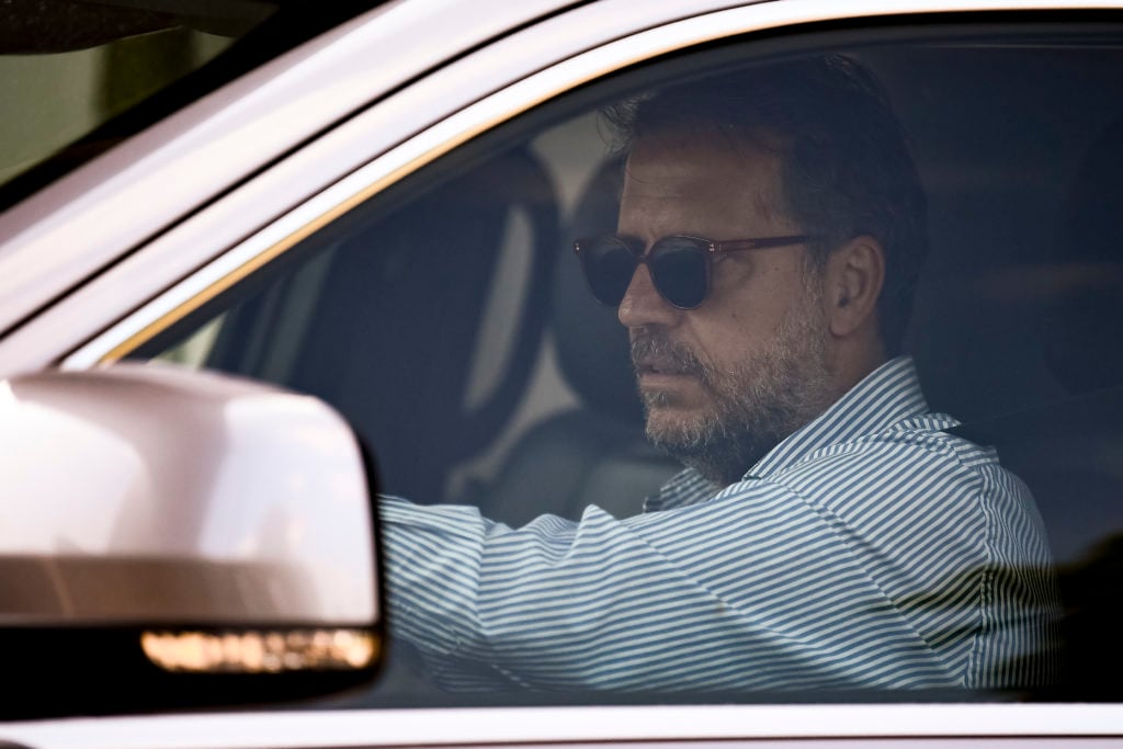 Fabio Paratici of Juventus arrives by car to the