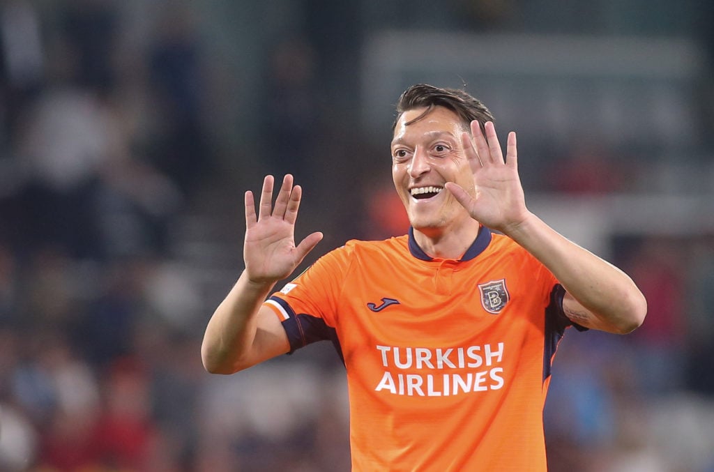 Mesut Ozil in action for Istanbul Basaksehir against Fiorentina.
