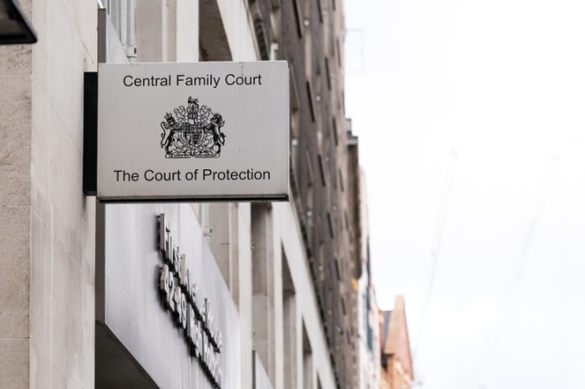 Close up view of the sign outside the Central Family Court and Court of Protection in Holborn, London - 133