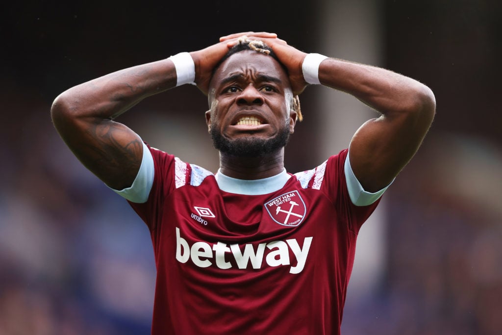 Maxwel Cornet reacts during Everton FC v West Ham United - Premier League