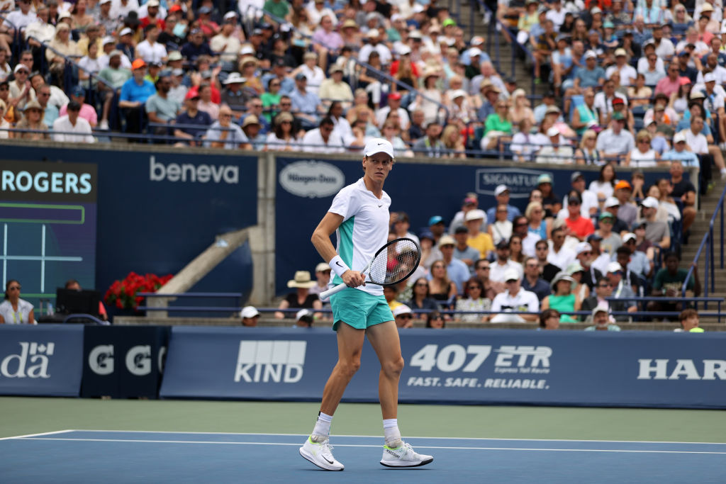 Jannik Sinner celebrates winning a point at the National Bank Open 2023 in Toronto - Men's Singles Final