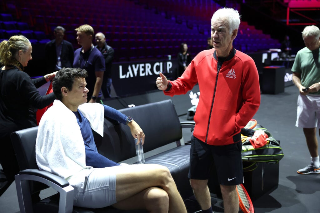 John McEnroe talks to Milos Raonic