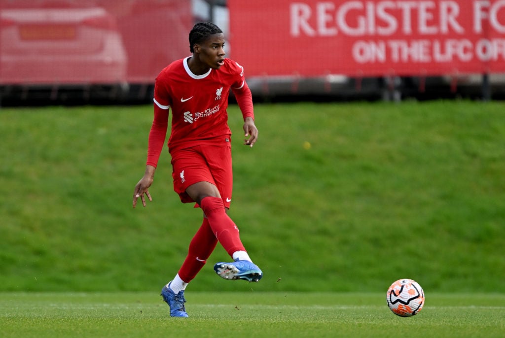 Louis Enohoro-Marcus in action for Liverpool's U18 side.
