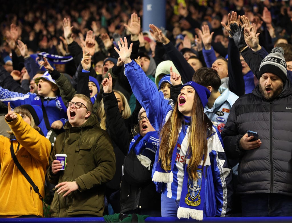 Fans show their support from the stands during the Sky Bet Championship match between Sheffield Wednesday and Leeds United
