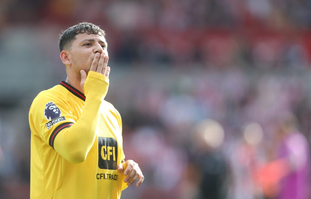 Sheffield United's Gustavo Hamer blows a kiss.