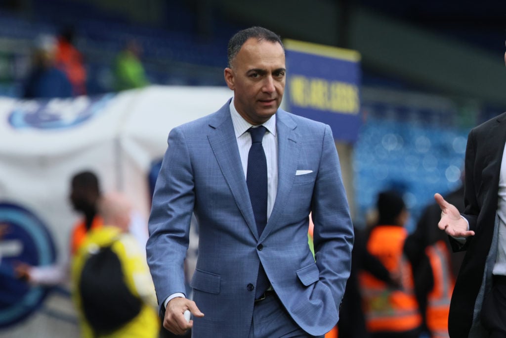 Leeds United and 49ers Enterprises president Paraag Marathe walks along the touchline at Elland Road